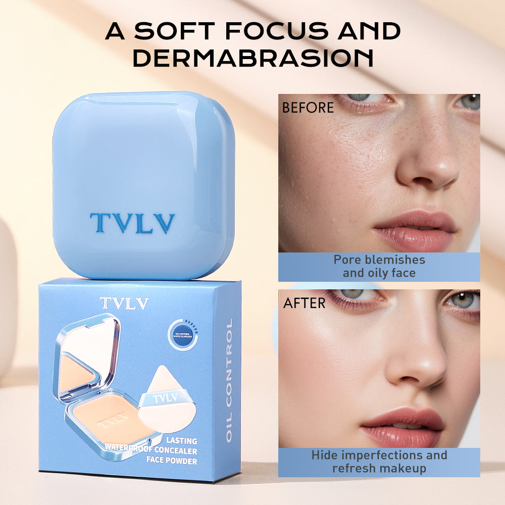 TVLV Waterproof Concealer Powder Foundation | Long-Lasting Full Coverage Face Powder