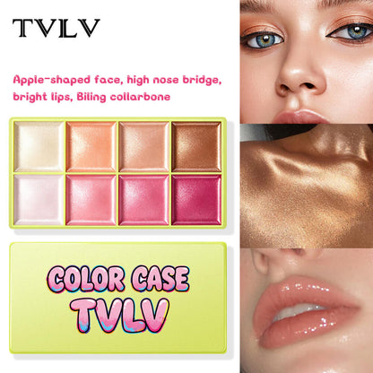 TVLV Color Case Highlighter Palette | 8-Shade Glow & Highlight Kit