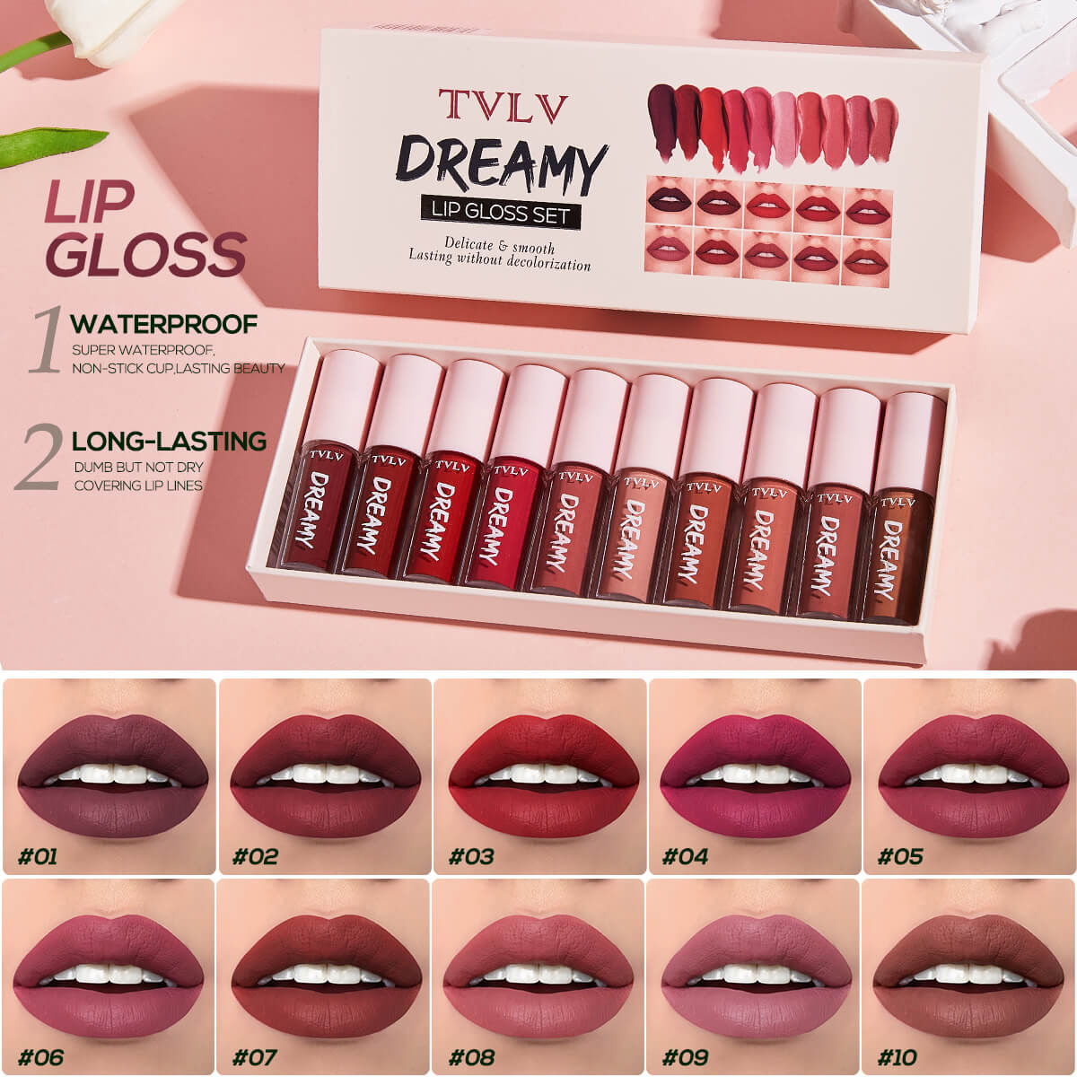TVLV Dreamy Lip Gloss Set - 10 Colors